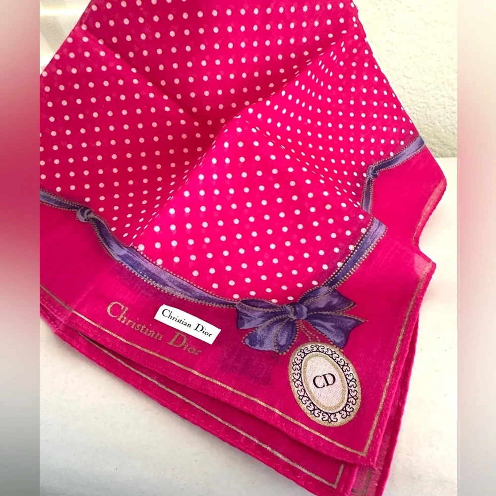 Authentic Christian Dior 100% Cotton Pink Scarf - Picture 3 of 9